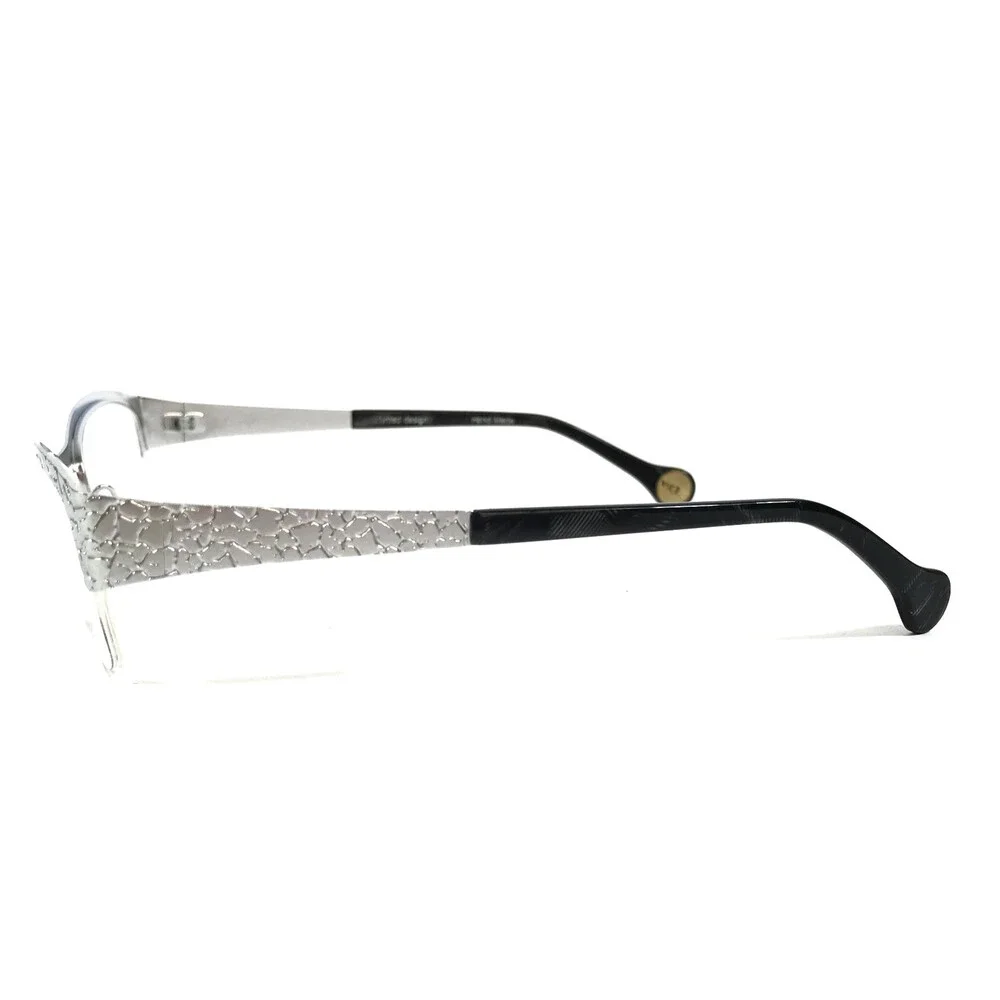 BOZ Eyeglasses Frames VIM 1313 Silver Cracked Earth Pattern Half Rim 52-18-135